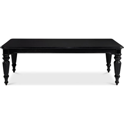 Scarlett Dining Table by Sarreid Ltd. in black. Made from acacia wood in a unique style.