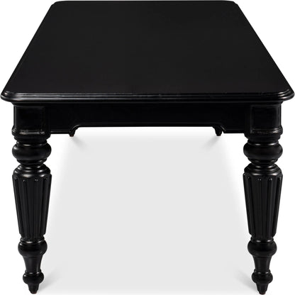 Scarlett Dining Table by Sarreid Ltd. in black. Made from acacia wood in a unique style.