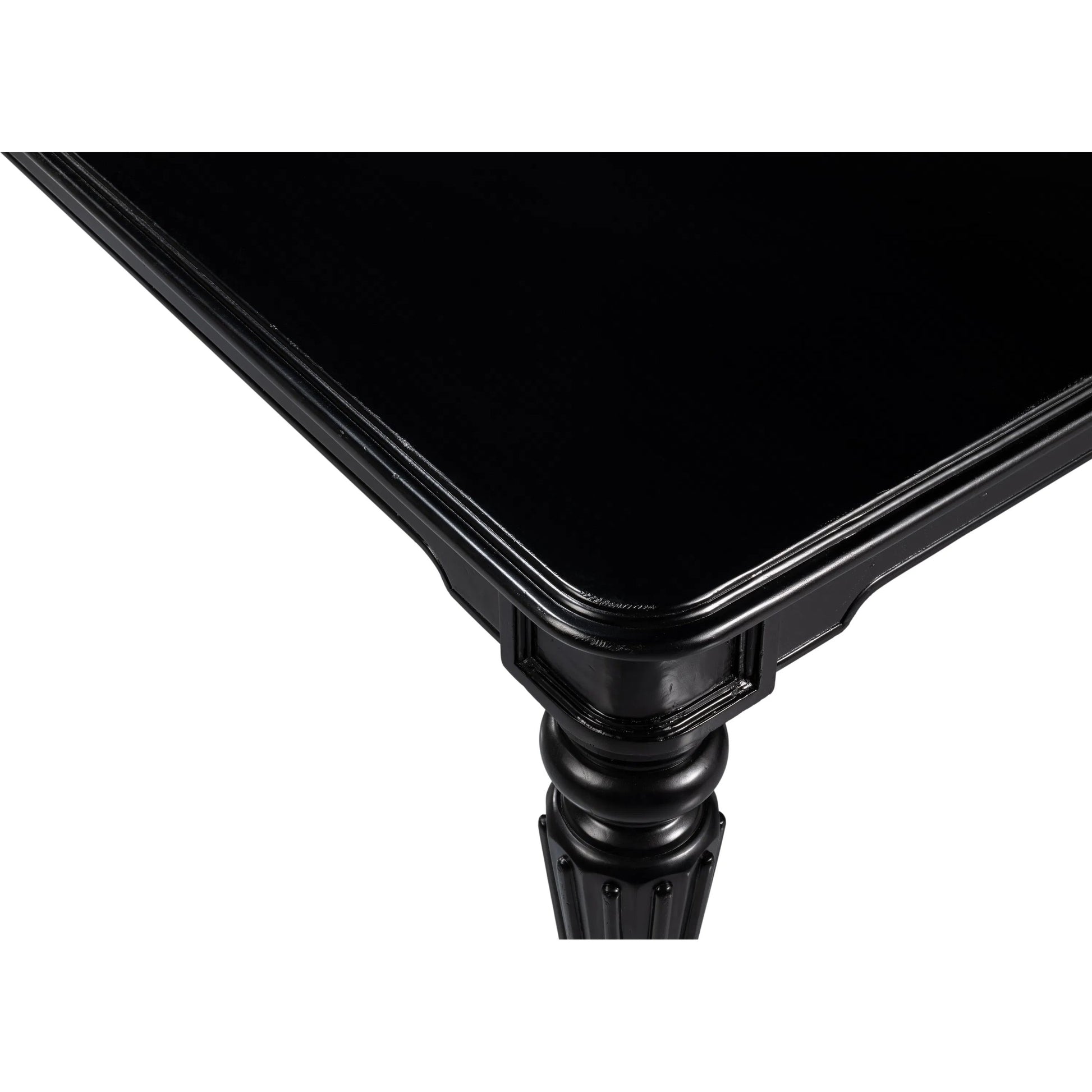 Scarlett Dining Table by Sarreid Ltd. in black. Made from acacia wood in a unique style.