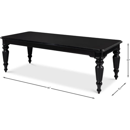 Scarlett Dining Table by Sarreid Ltd. in black. Made from acacia wood in a unique style.