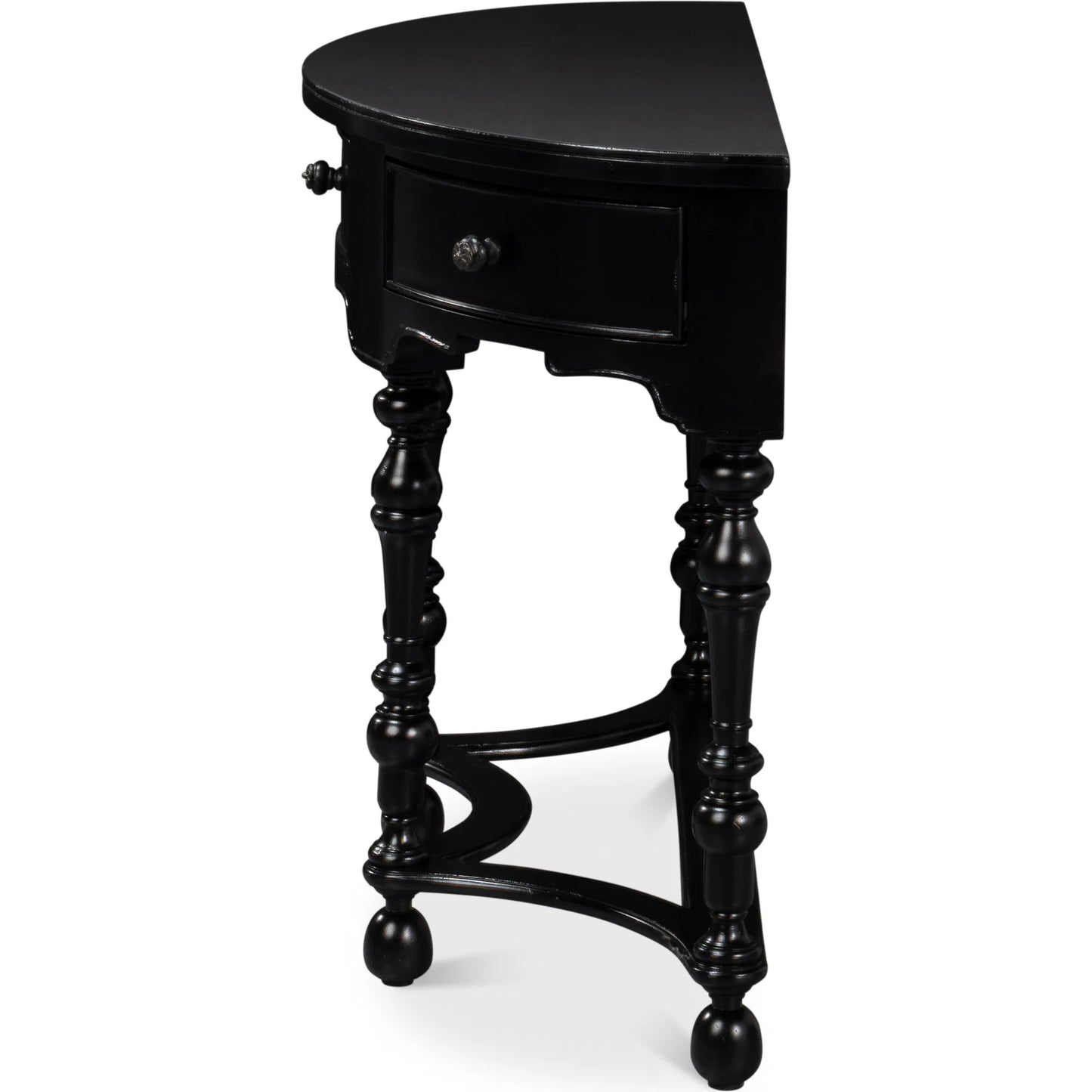 001 SI-2372444 | Additional Silo | Abraham Half Round Console by Sarreid Ltd. in black. Made from acacia wood in a traditional style.