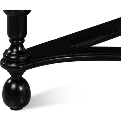 Abraham Half Round Console by Sarreid Ltd. in black. Made from acacia wood in a traditional style.