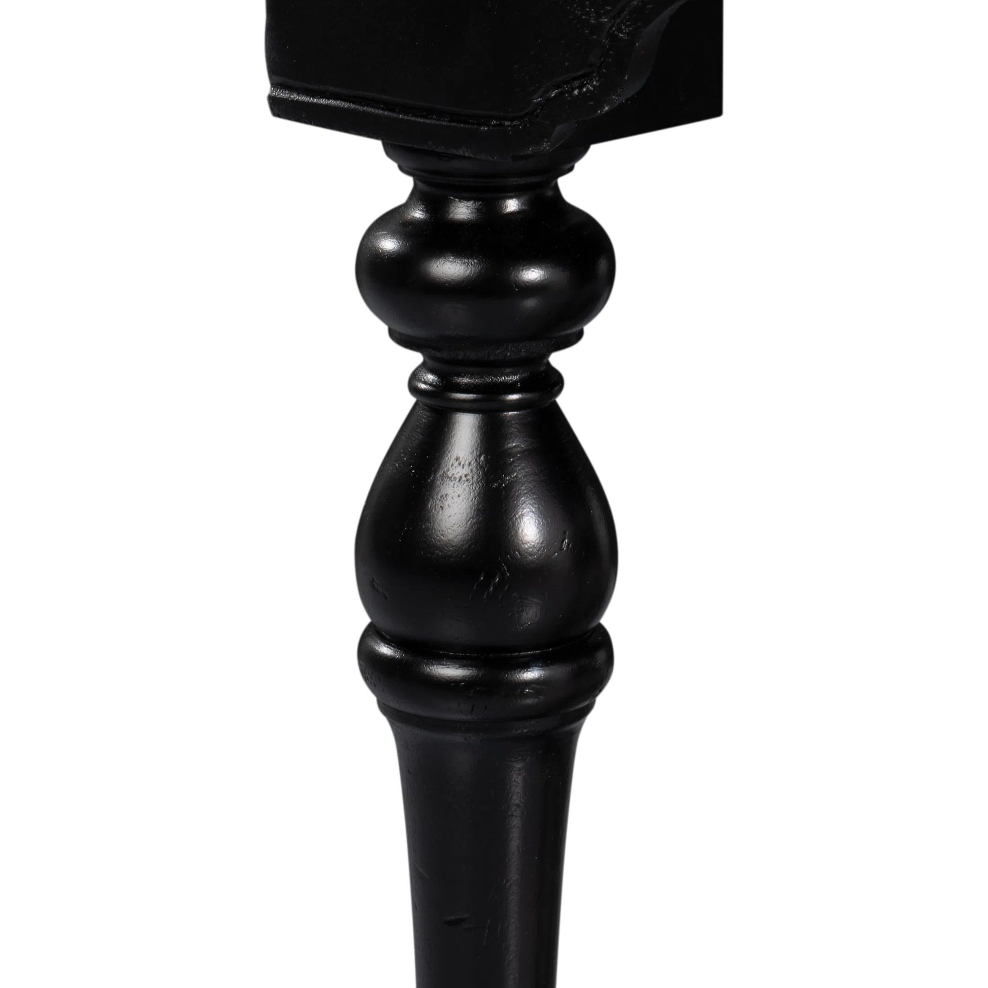 Abraham Half Round Console by Sarreid Ltd. in black. Made from acacia wood in a traditional style.