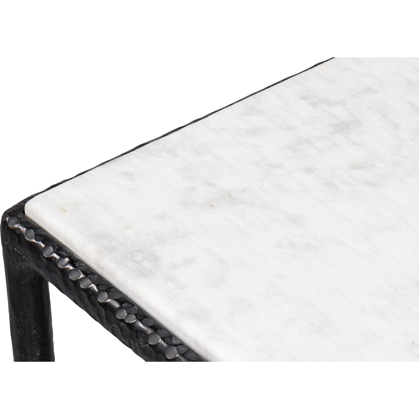 013 SI-2372481 | Closeup | Dakor Console Table by Sarreid Ltd. in black. Made from forged iron, white marble in a modern style.