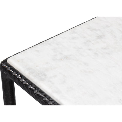 Dakor Console Table by Sarreid Ltd. in black. Made from forged iron, white marble in a modern style.