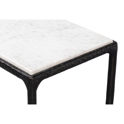 Dakor Console Table by Sarreid Ltd. in black. Made from forged iron, white marble in a modern style.