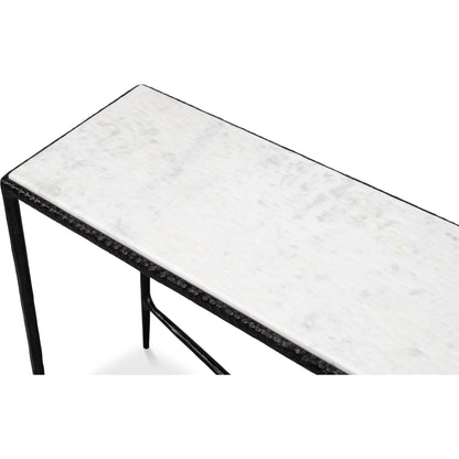 Dakor Console Table by Sarreid Ltd. in black. Made from forged iron, white marble in a modern style.