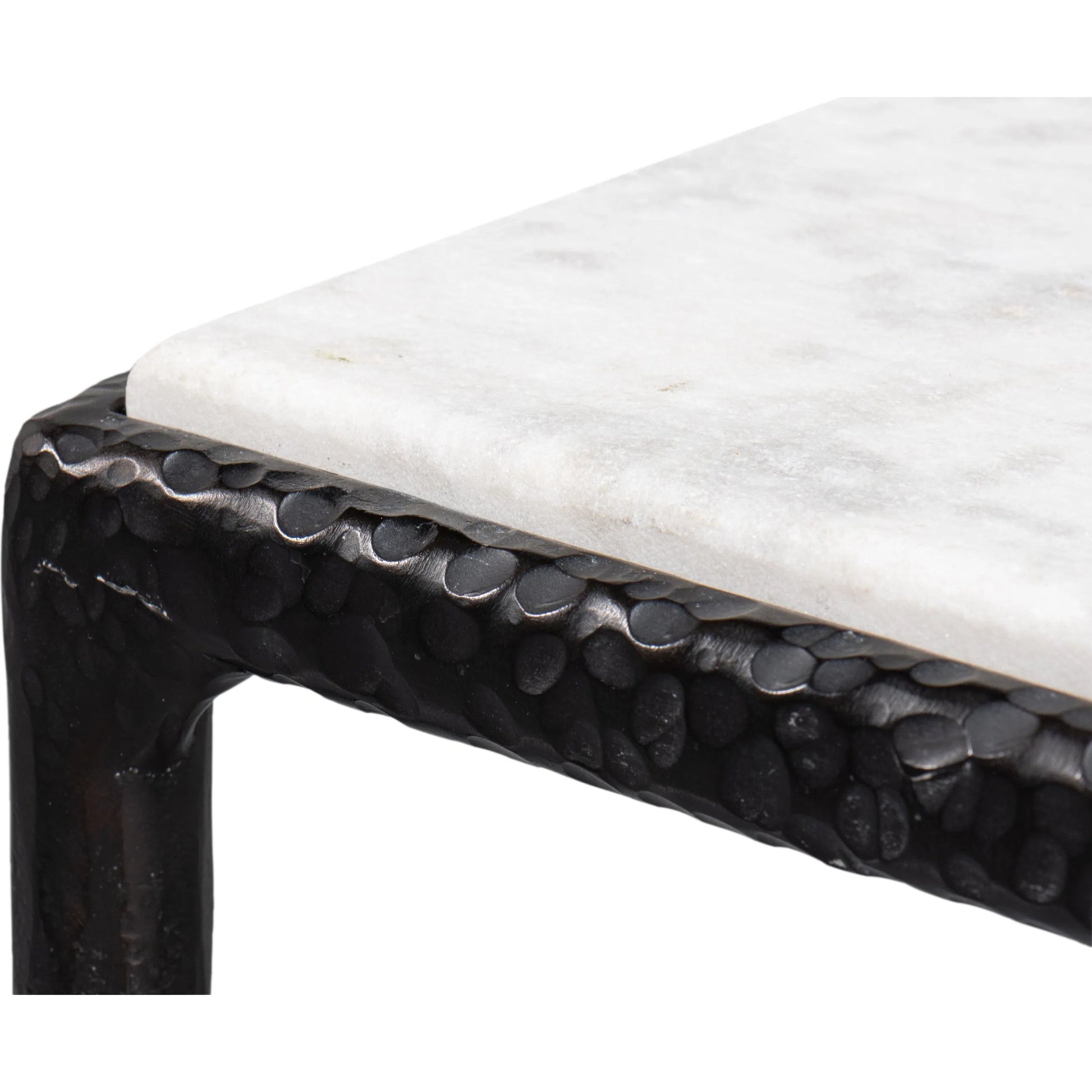 Dakor Console Table by Sarreid Ltd. in black. Made from forged iron, white marble in a modern style.