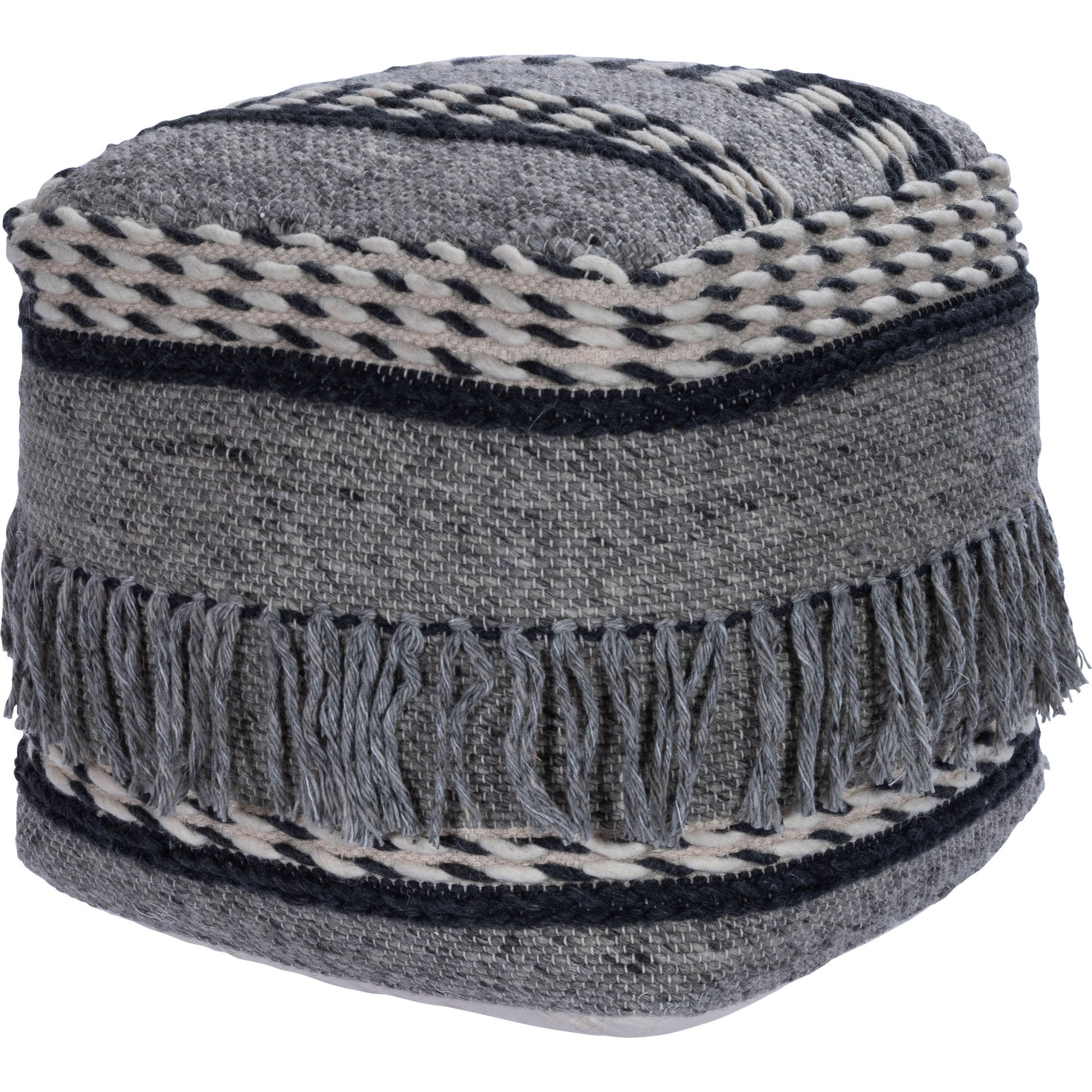 Brynn Square Pouffe by Butler Specialty Company in gray and gray. Made from cotton -wool shell, filling: thermocol beans in a eclectic & global style.