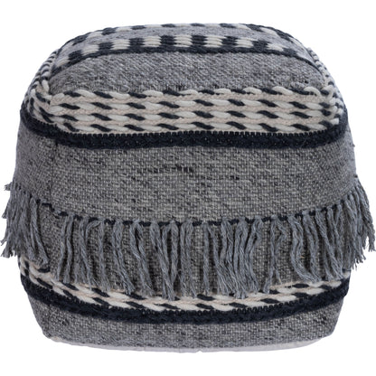 Brynn Square Pouffe by Butler Specialty Company in gray and gray. Made from cotton -wool shell, filling: thermocol beans in a eclectic & global style.