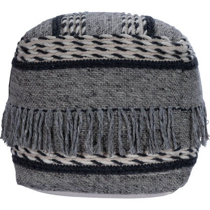 Brynn Square Pouffe by Butler Specialty Company in gray and gray. Made from cotton -wool shell, filling: thermocol beans in a eclectic & global style.