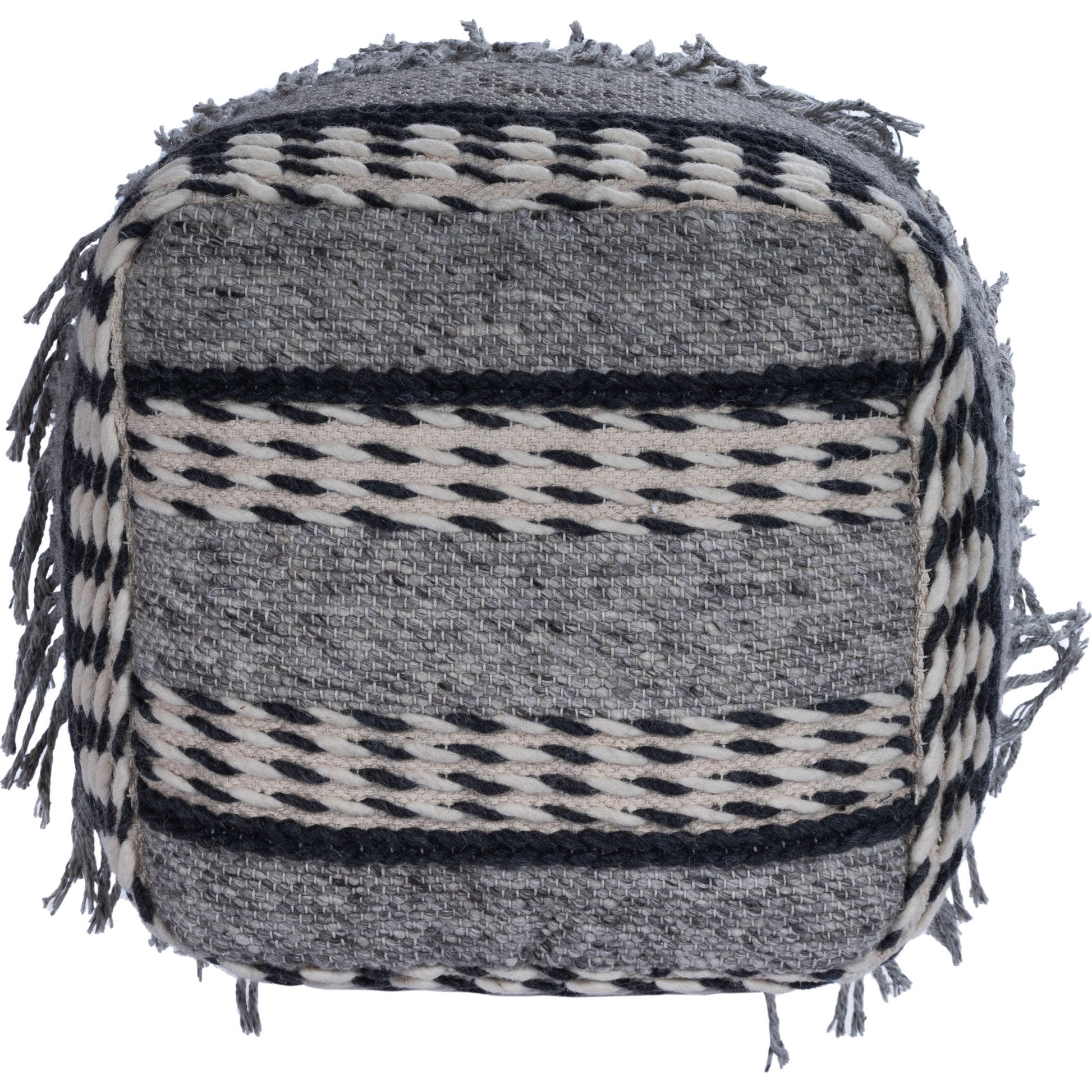 Brynn Square Pouffe by Butler Specialty Company in gray and gray. Made from cotton -wool shell, filling: thermocol beans in a eclectic & global style.