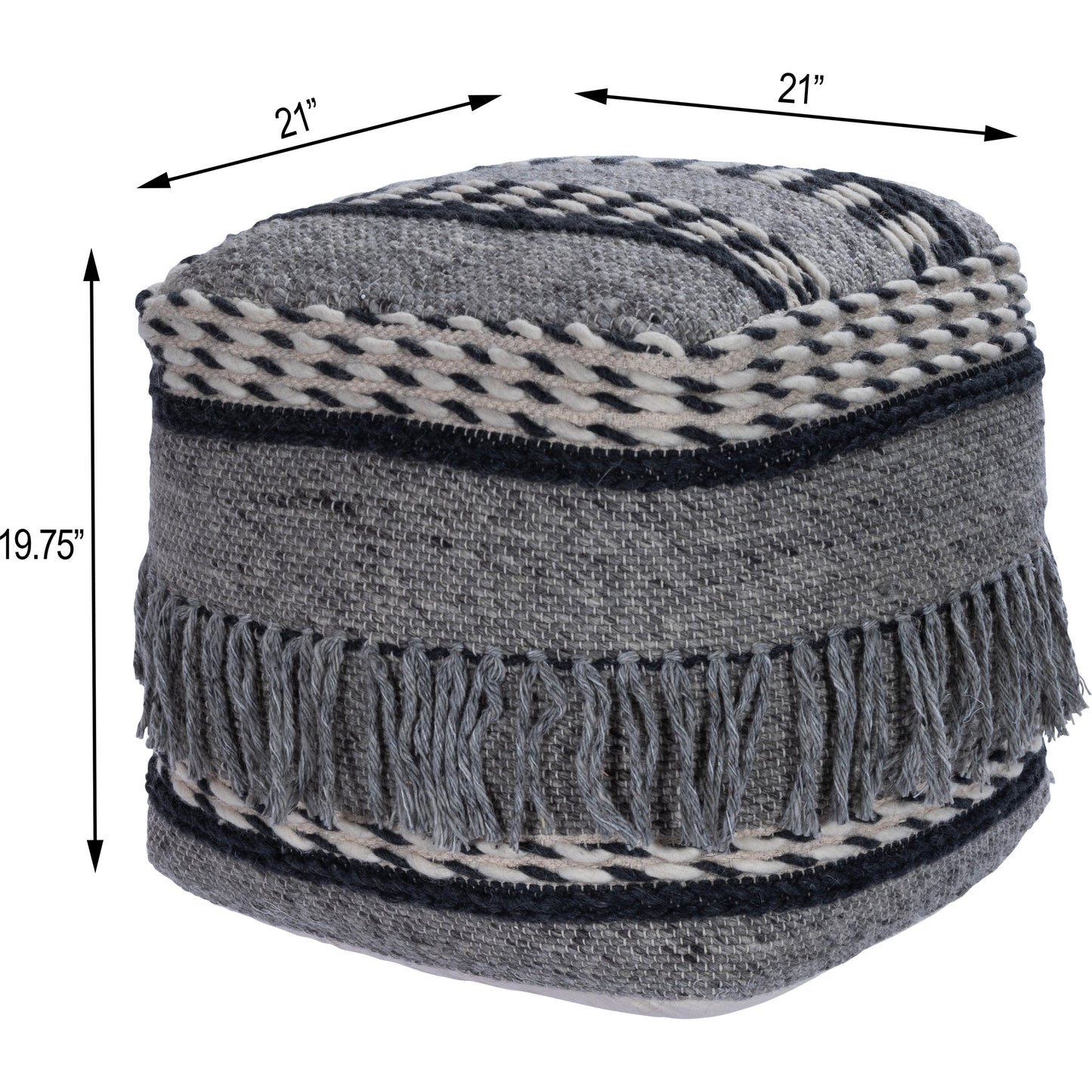 004 SR-770433 | Additional Silo | Brynn Square Pouffe by Butler Specialty Company in gray and gray. Made from cotton -wool shell, filling: thermocol beans in a eclectic & global style.