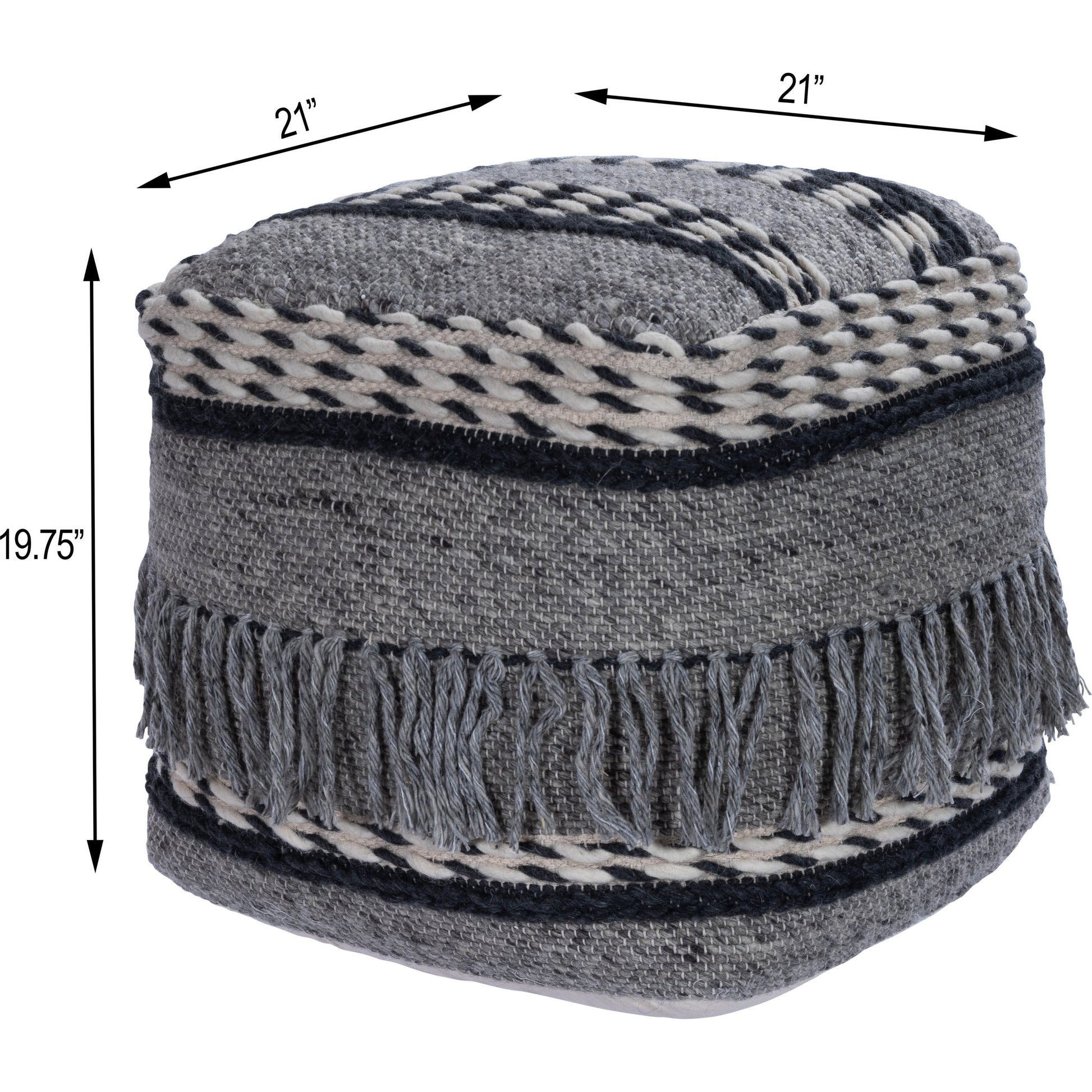 Brynn Square Pouffe by Butler Specialty Company in gray and gray. Made from cotton -wool shell, filling: thermocol beans in a eclectic & global style.