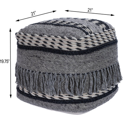 Brynn Square Pouffe by Butler Specialty Company in gray and gray. Made from cotton -wool shell, filling: thermocol beans in a eclectic & global style.