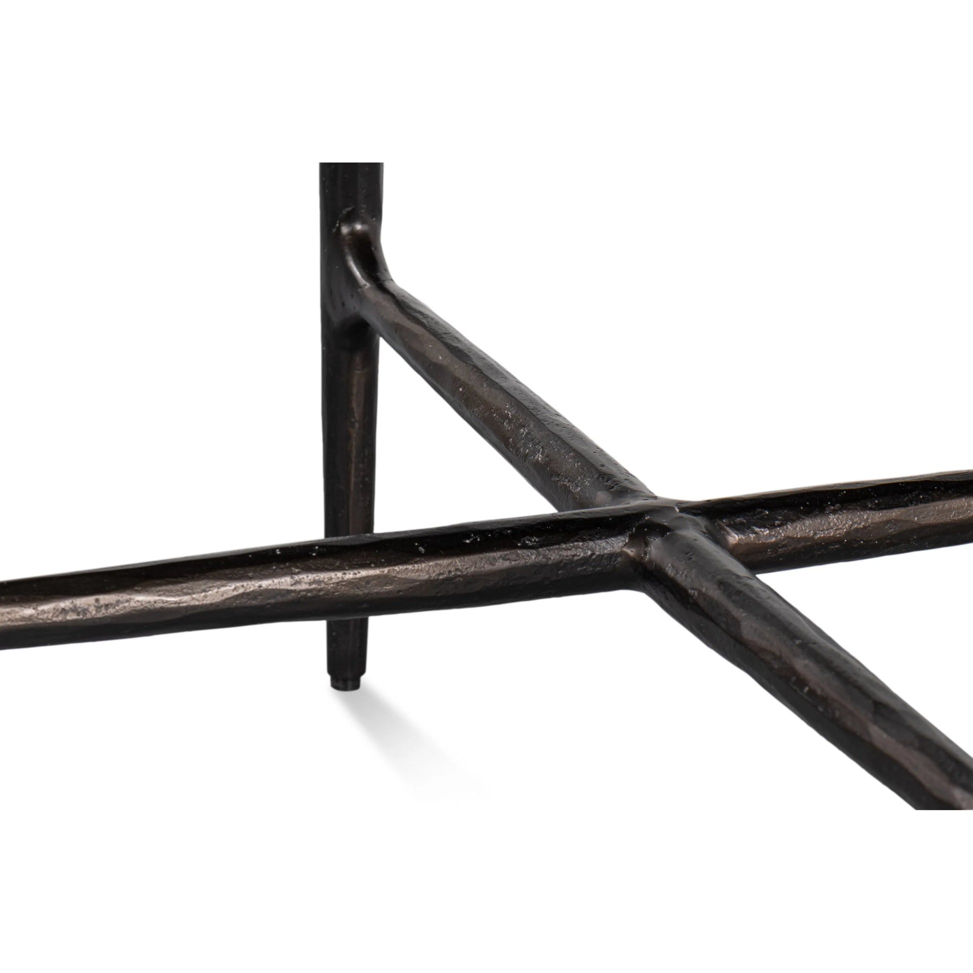 Dakor Round Side Table by Sarreid Ltd. in black. Made from forged iron, white marble in a modern style.