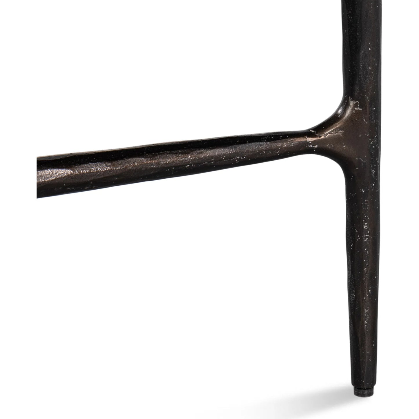 006 SI-2372485 | Closeup | Dakor Round Side Table by Sarreid Ltd. in black. Made from forged iron, white marble in a modern style.