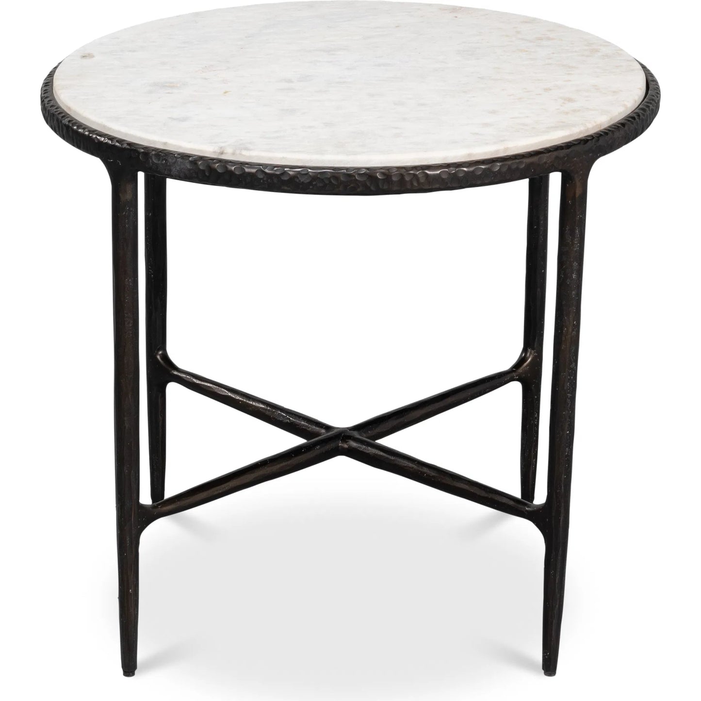 003 SI-2372485 | Additional Silo | Dakor Round Side Table by Sarreid Ltd. in black. Made from forged iron, white marble in a modern style.