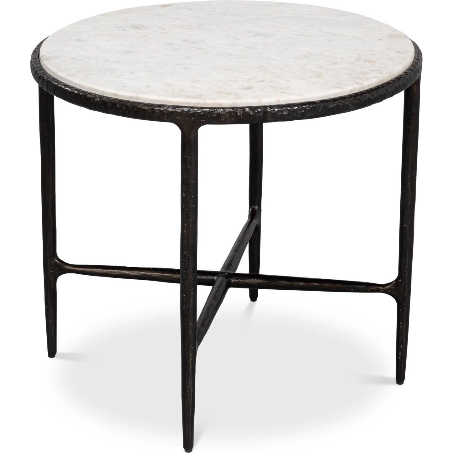 002 SI-2372485 | Additional Silo | Dakor Round Side Table by Sarreid Ltd. in black. Made from forged iron, white marble in a modern style.