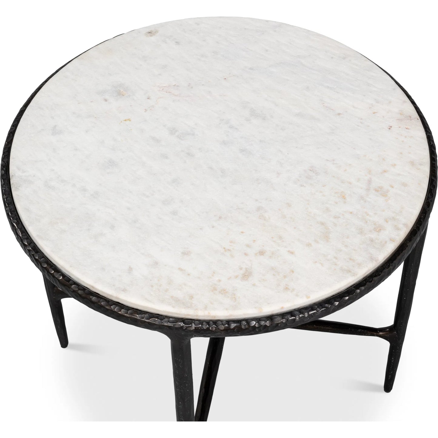 004 SI-2372485 | Additional Silo | Dakor Round Side Table by Sarreid Ltd. in black. Made from forged iron, white marble in a modern style.