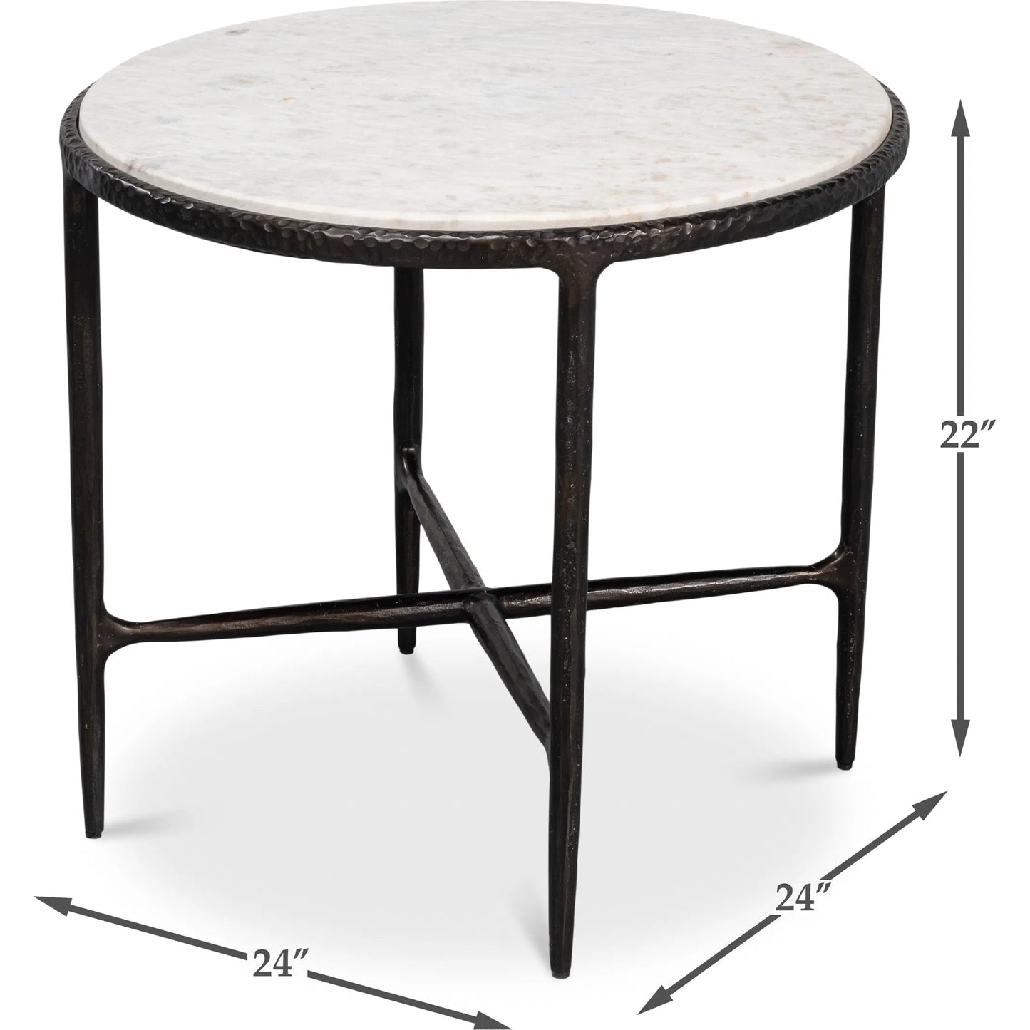 005 SI-2372485 | Additional Silo | Dakor Round Side Table by Sarreid Ltd. in black. Made from forged iron, white marble in a modern style.
