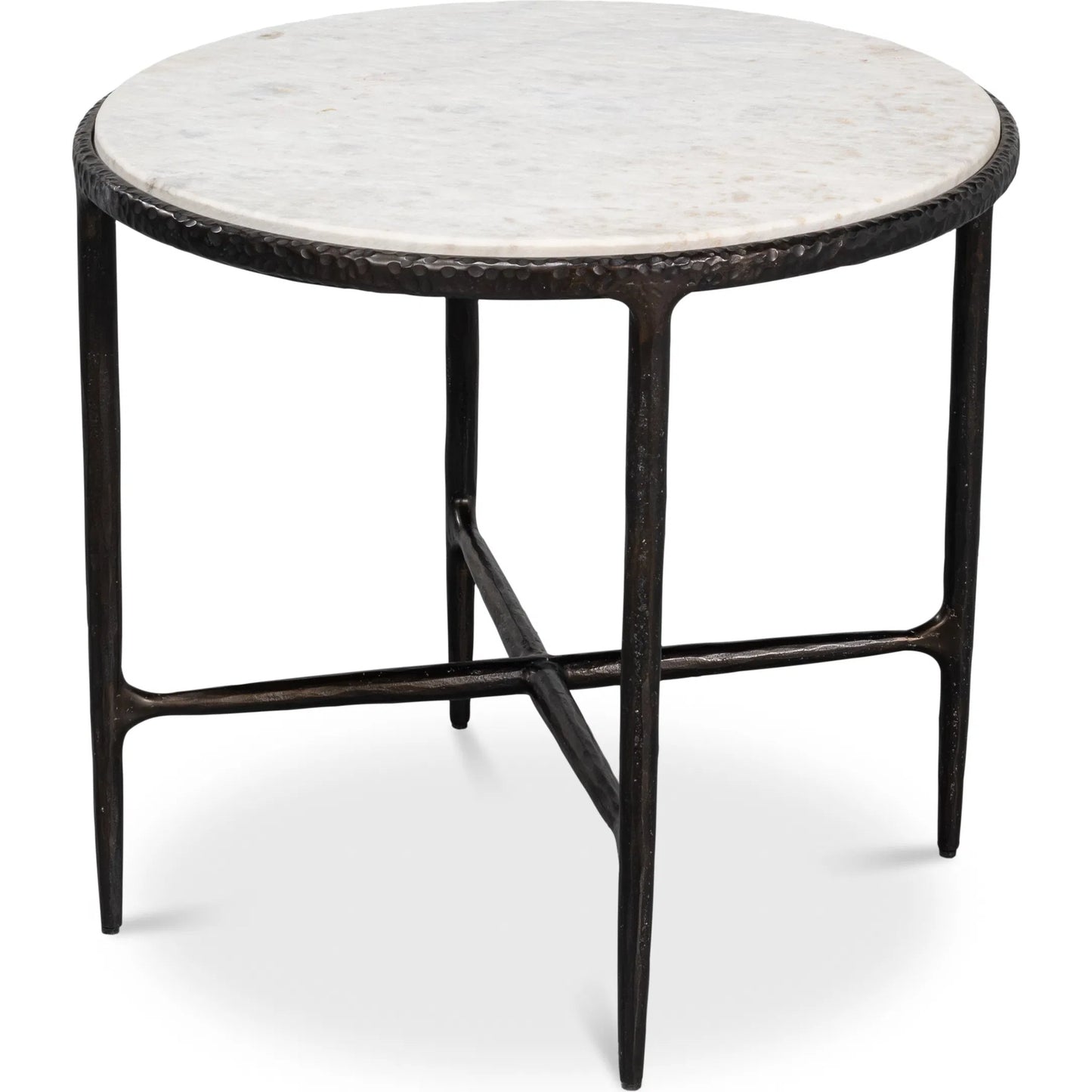 001 SI-2372485 | Primary Silo | Dakor Round Side Table by Sarreid Ltd. in black. Made from forged iron, white marble in a modern style.