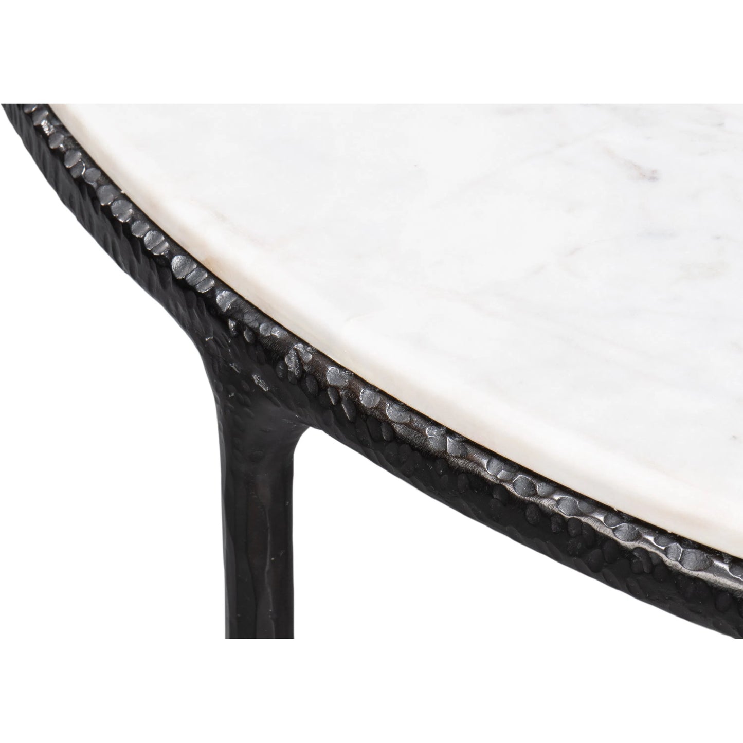 011 SI-2372483 | Closeup | Dakor Round Breakfast Table by Sarreid Ltd. in black. Made from forged iron, white marble in a modern style.