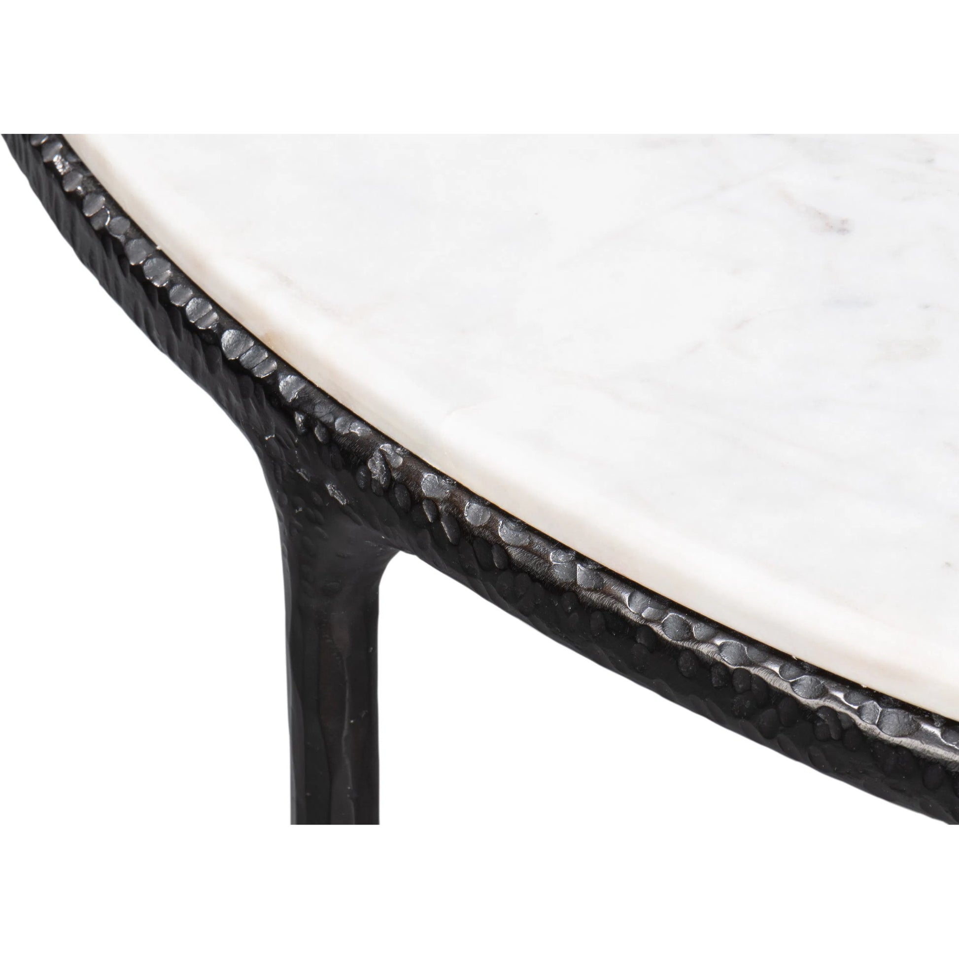 Dakor Round Breakfast Table by Sarreid Ltd. in black. Made from forged iron, white marble in a modern style.