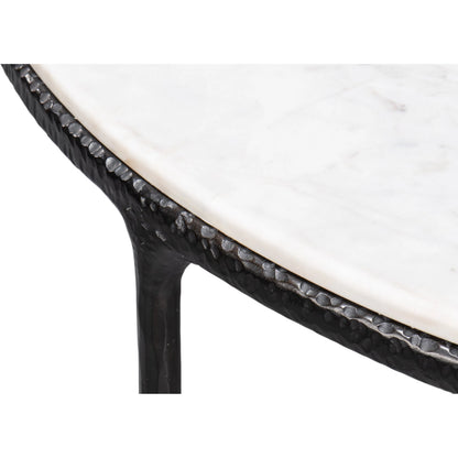 Dakor Round Breakfast Table by Sarreid Ltd. in black. Made from forged iron, white marble in a modern style.