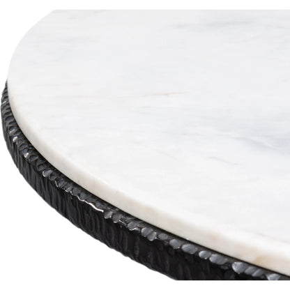 Dakor Round Breakfast Table by Sarreid Ltd. in black. Made from forged iron, white marble in a modern style.