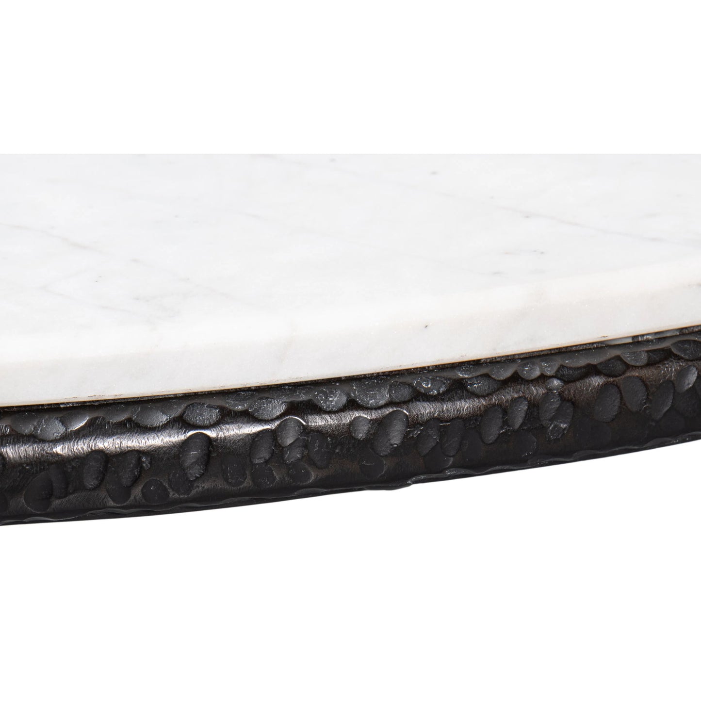 007 SI-2372483 | Closeup | Dakor Round Breakfast Table by Sarreid Ltd. in black. Made from forged iron, white marble in a modern style.