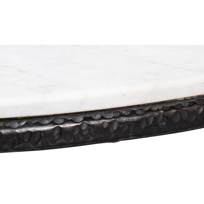 Dakor Round Breakfast Table by Sarreid Ltd. in black. Made from forged iron, white marble in a modern style.