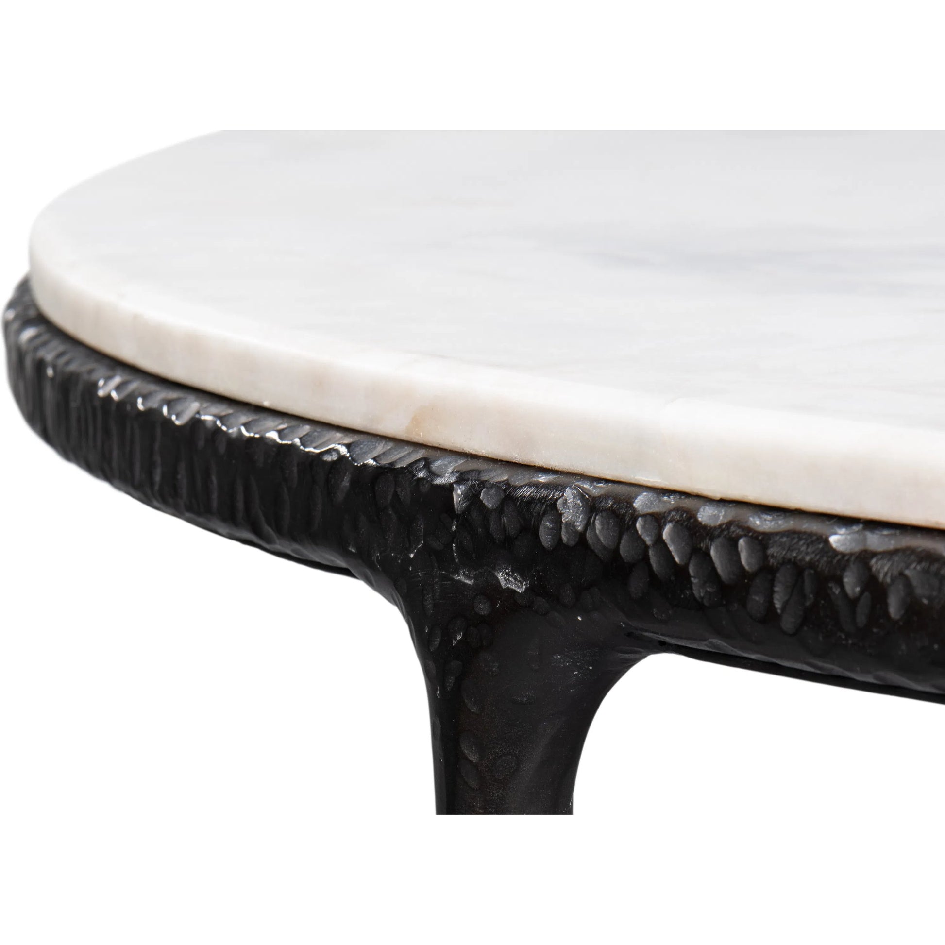 Dakor Round Breakfast Table by Sarreid Ltd. in black. Made from forged iron, white marble in a modern style.
