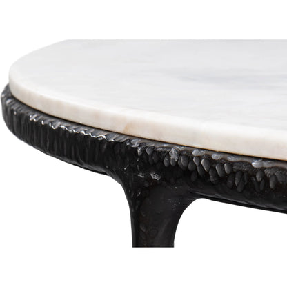 Dakor Round Breakfast Table by Sarreid Ltd. in black. Made from forged iron, white marble in a modern style.