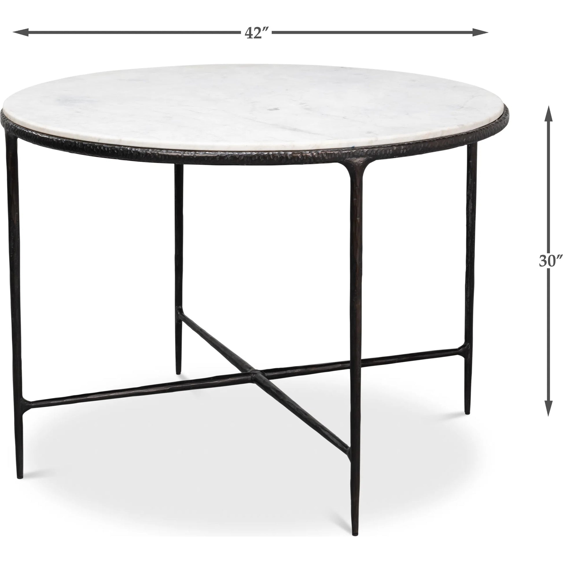 Dakor Round Breakfast Table by Sarreid Ltd. in black. Made from forged iron, white marble in a modern style.