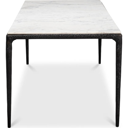 Dakor Dining Table by Sarreid Ltd. in black. Made from forged iron, white marble in a modern style.
