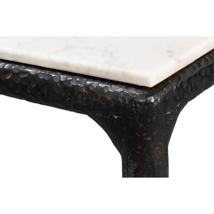 Dakor Dining Table by Sarreid Ltd. in black. Made from forged iron, white marble in a modern style.