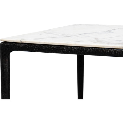 Dakor Dining Table by Sarreid Ltd. in black. Made from forged iron, white marble in a modern style.