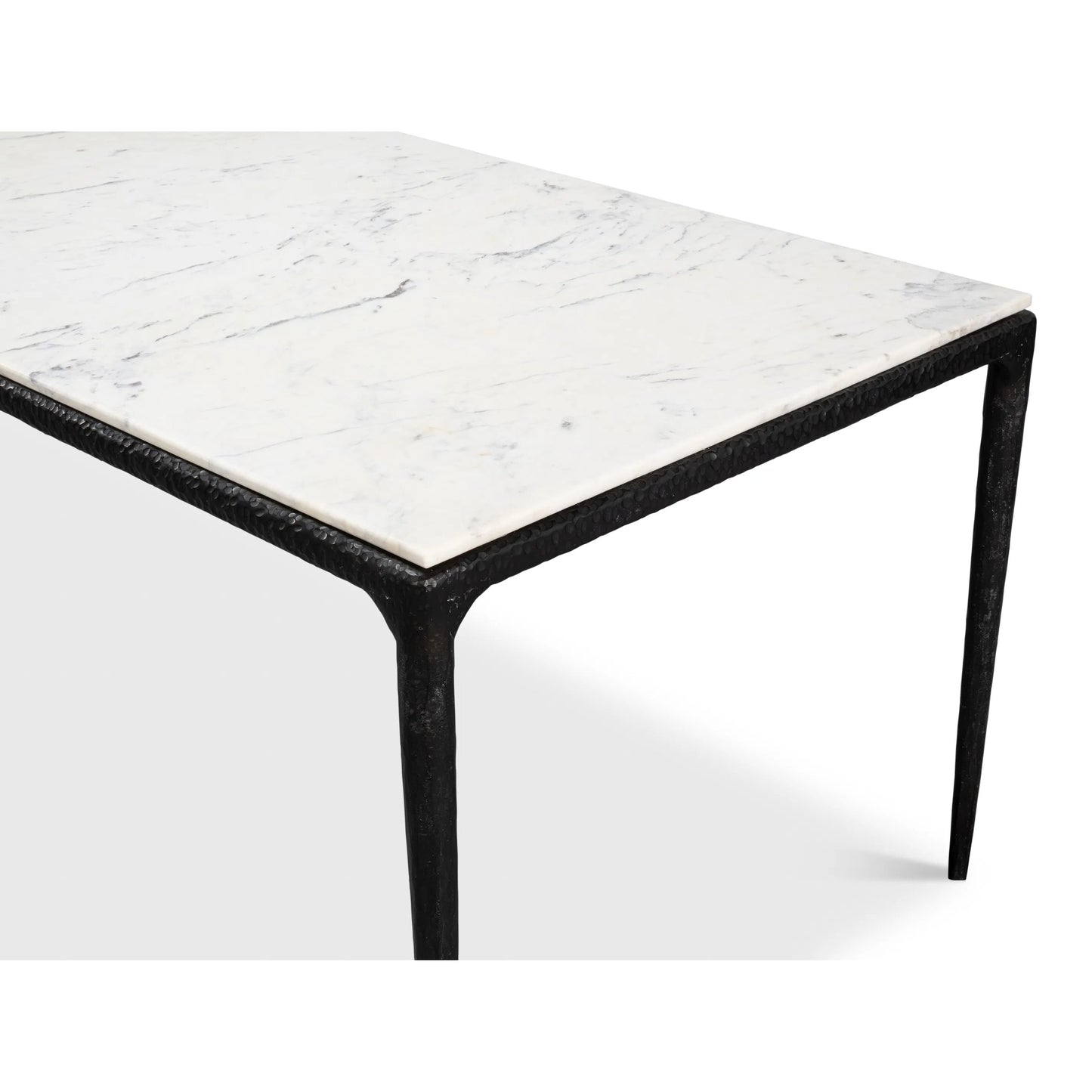 010 SI-2372482 | Closeup | Dakor Dining Table by Sarreid Ltd. in black. Made from forged iron, white marble in a modern style.
