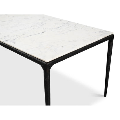 Dakor Dining Table by Sarreid Ltd. in black. Made from forged iron, white marble in a modern style.
