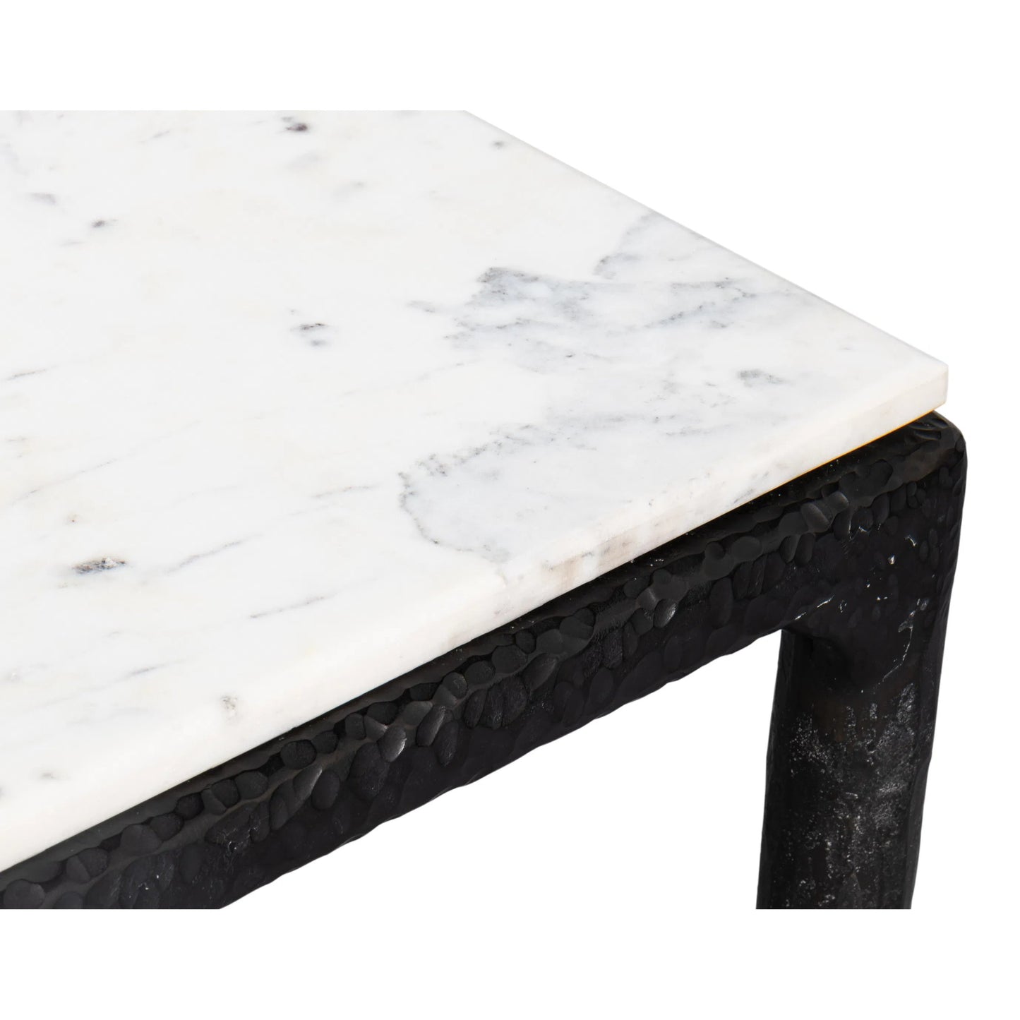 011 SI-2372482 | Closeup | Dakor Dining Table by Sarreid Ltd. in black. Made from forged iron, white marble in a modern style.