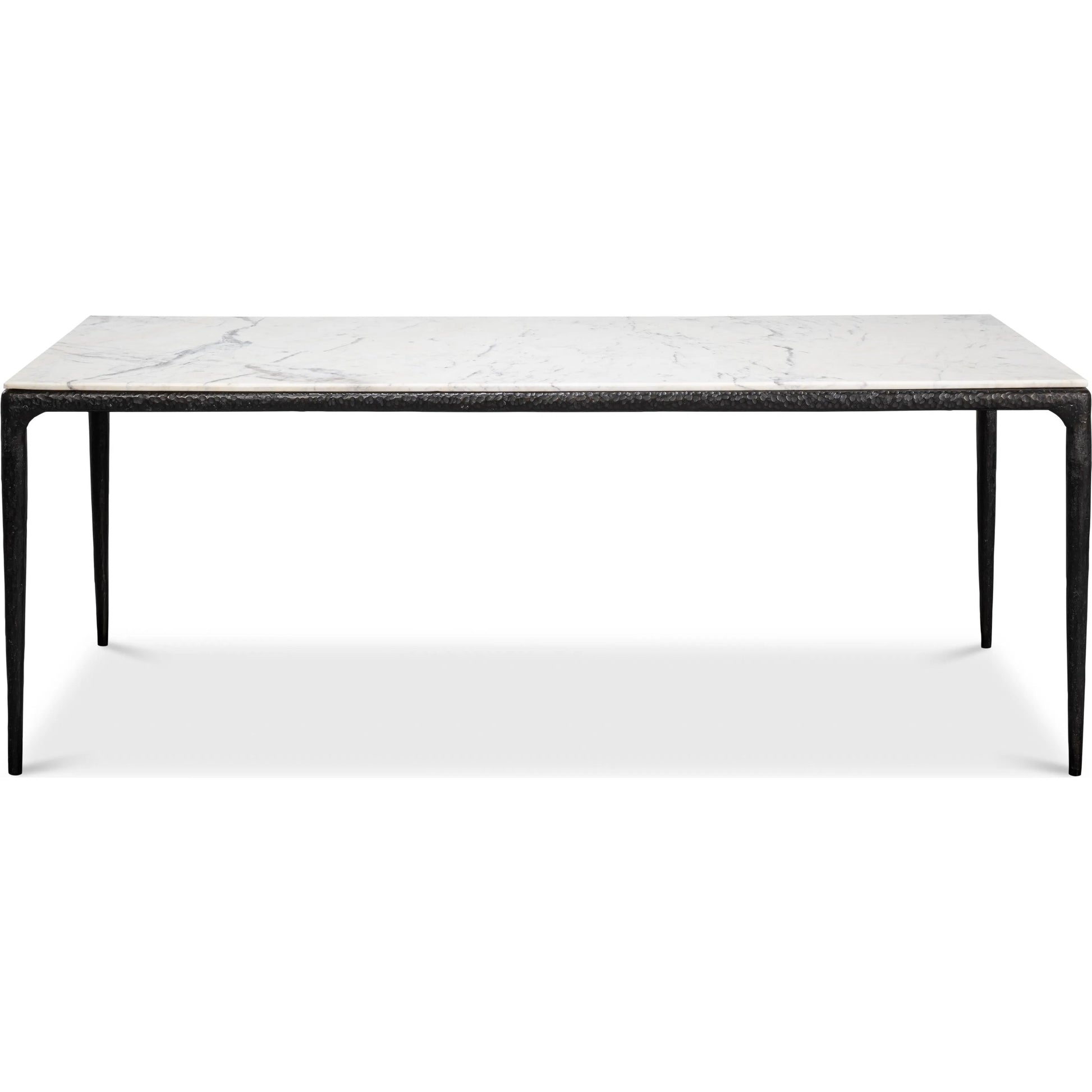 Dakor Dining Table by Sarreid Ltd. in black. Made from forged iron, white marble in a modern style.