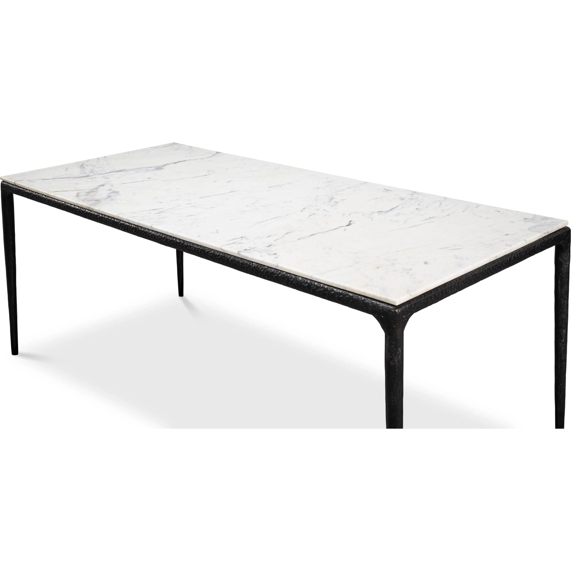 Dakor Dining Table by Sarreid Ltd. in black. Made from forged iron, white marble in a modern style.