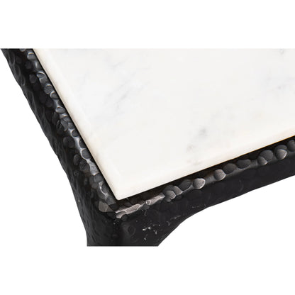 Dakor Dining Table by Sarreid Ltd. in black. Made from forged iron, white marble in a modern style.