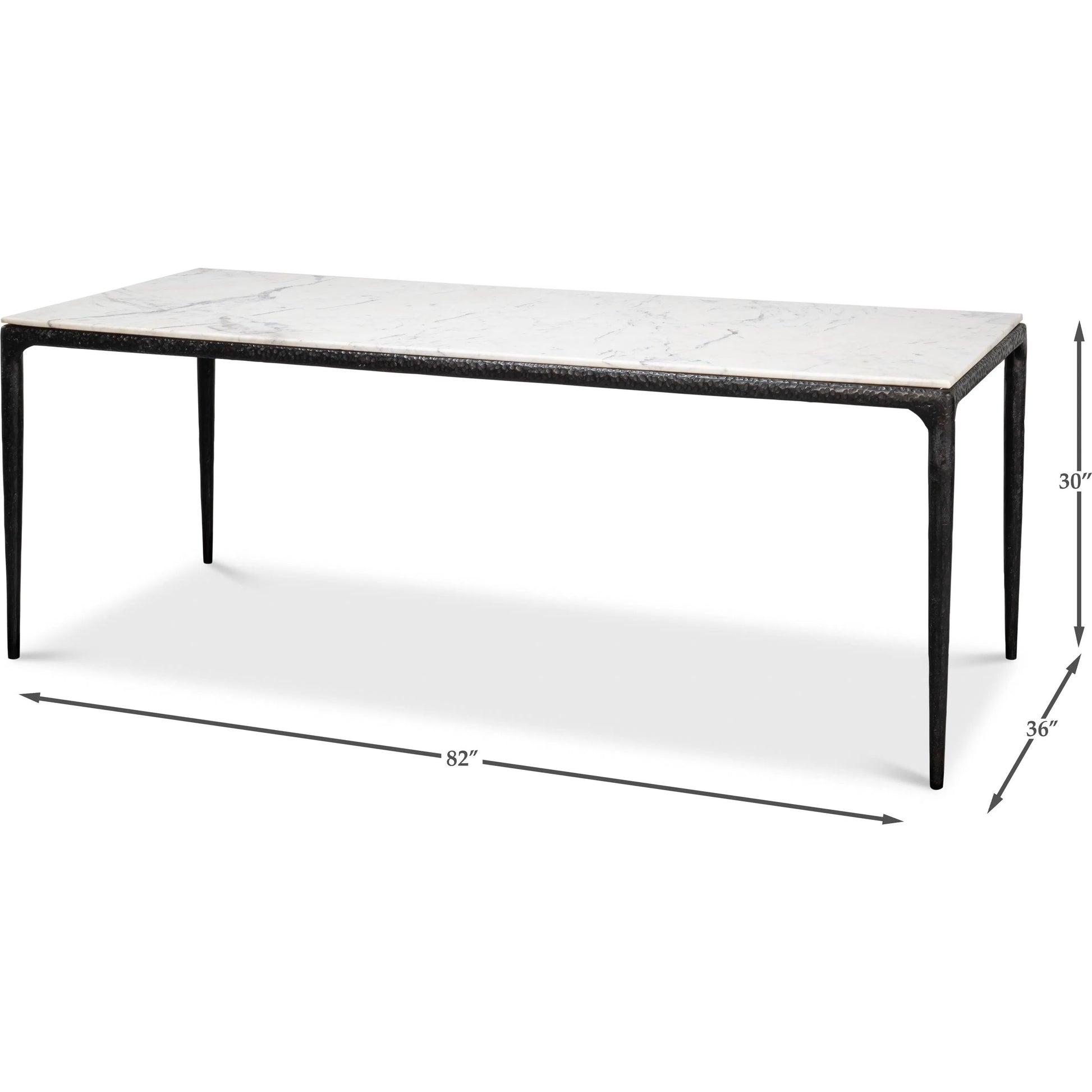 Dakor Dining Table by Sarreid Ltd. in black. Made from forged iron, white marble in a modern style.