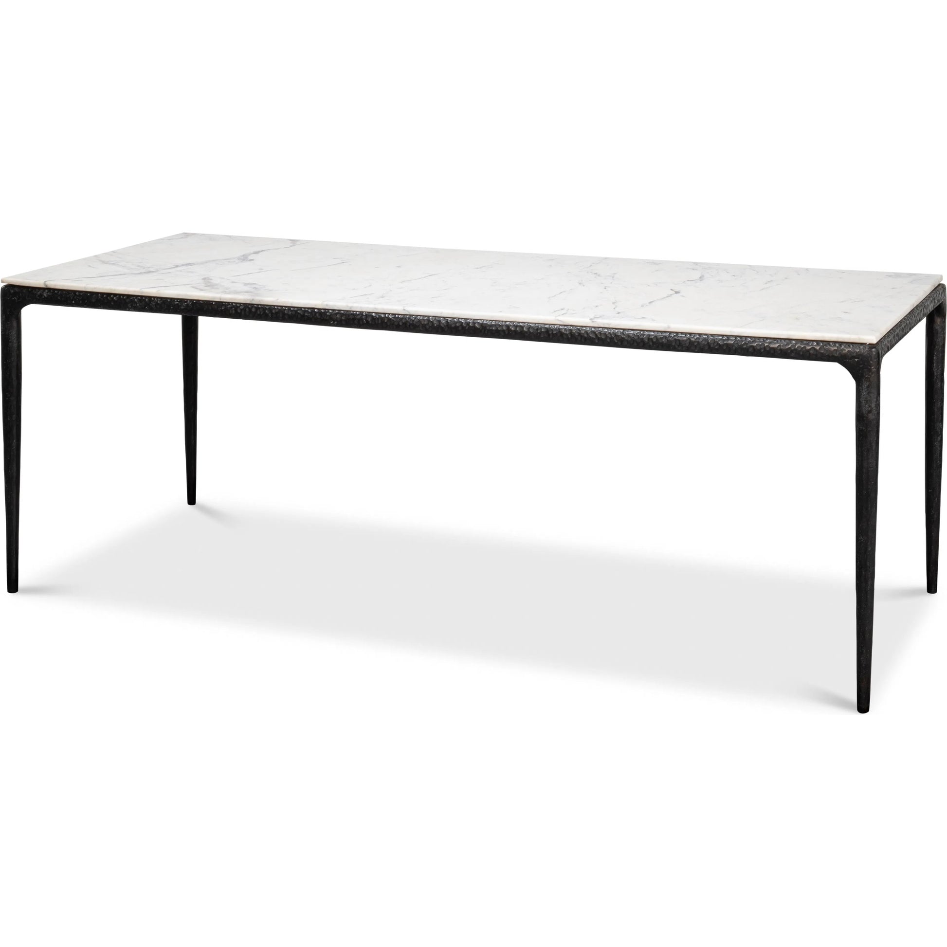 Dakor Dining Table by Sarreid Ltd. in black. Made from forged iron, white marble in a modern style.