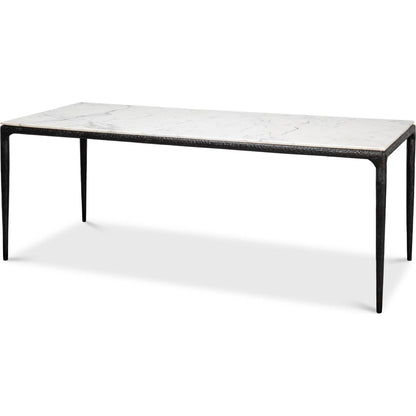 Dakor Dining Table by Sarreid Ltd. in black. Made from forged iron, white marble in a modern style.