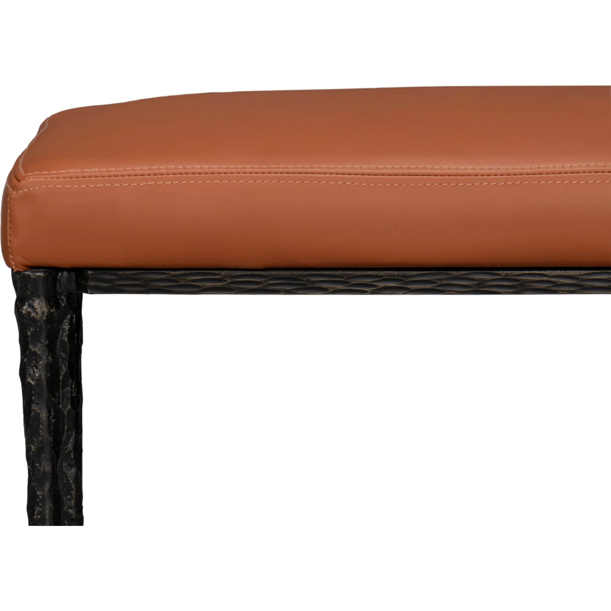 Kings Road Leather Bench by Sarreid Ltd. in brown and iron, leather, cow leather. Made from unique in a traditional style.
