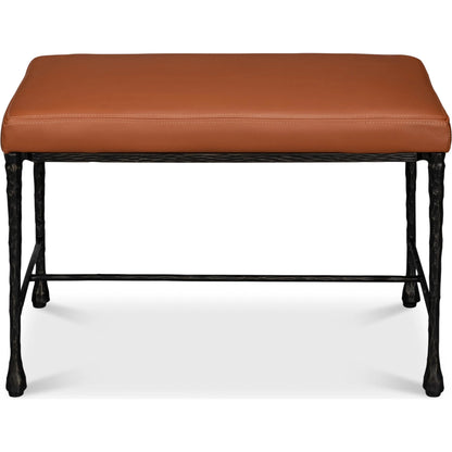 Kings Road Leather Bench by Sarreid Ltd. in brown and iron, leather, cow leather. Made from unique in a traditional style.