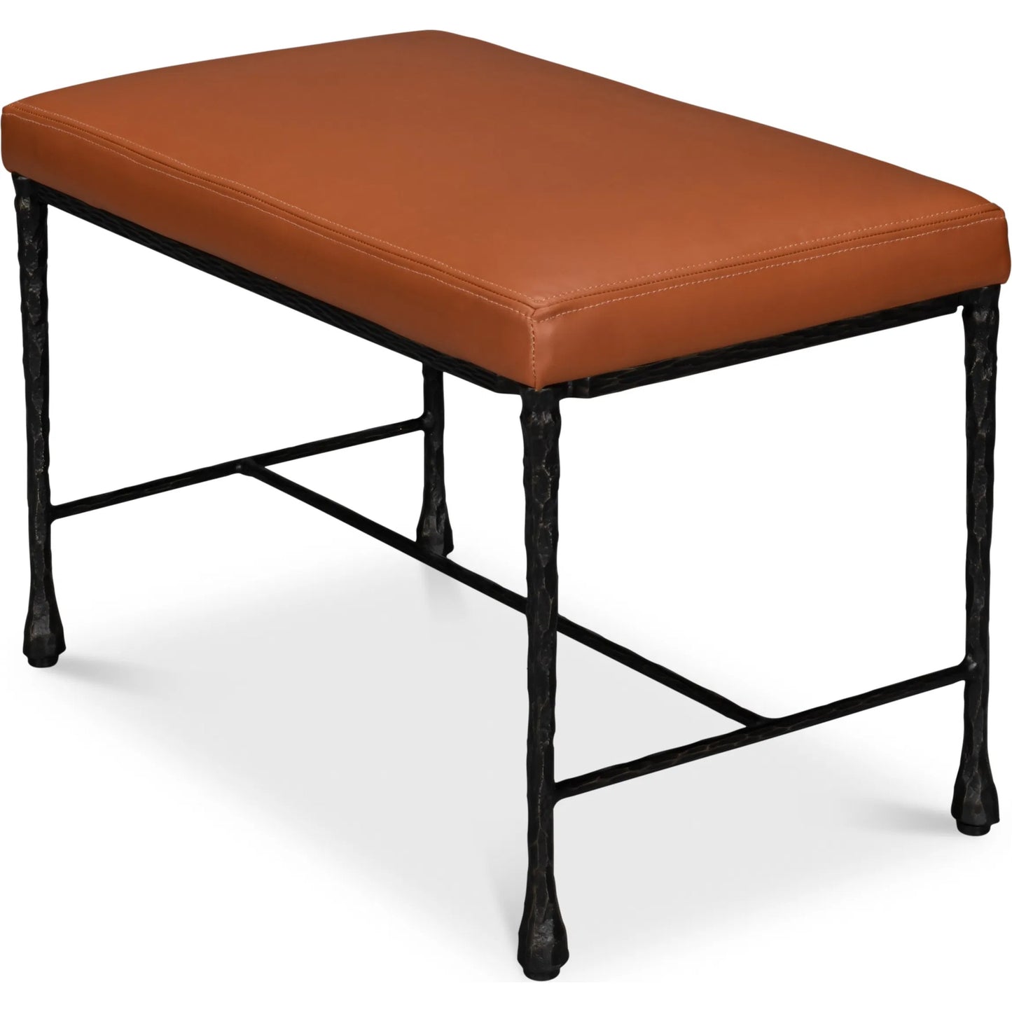 004 SI-2262540 | Additional Silo | Kings Road Leather Bench by Sarreid Ltd. in brown and iron, leather, cow leather. Made from unique in a traditional style.